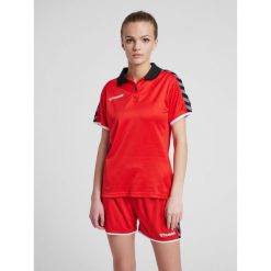 Damska koszulka polo Hummel hmlAUTHENTIC Functional. Czerwone bluzki damskie Hummel, l, bez wzorów, eleganckie, bez kołnierzyka, bez ramiączek. W wyprzedaży za 150.50 zł.