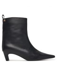 Tommy Hilfiger Botki Kitten Heel Leather Ankle Boot FW0FW09669 Czarny. Czarne botki damskie Tommy Hilfiger, bez obcasa, na słupku, bez zapięcia. Za 749.99 zł.