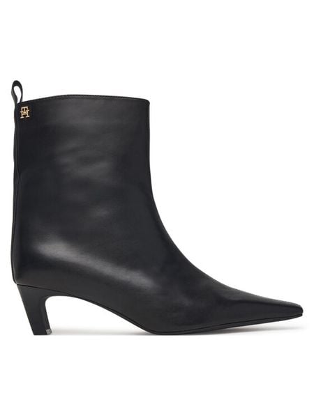 Tommy Hilfiger Botki Kitten Heel Leather Ankle Boot FW0FW09669 Czarny. Czarne botki damskie Tommy Hilfiger, bez obcasa, na słupku, bez zapięcia. Za 749.99 zł.