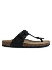 Geox Skórzane japonki "Brionia" w kolorze czarnym rozmiar: 36. Czarne klapki damskie Geox, bez wzorów, z gumy, z otwartym noskiem, bez obcasa, bez zapięcia. Za 86.78 zł.