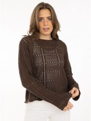 Zwillingsherz Sweter w kolorze brązowym rozmiar: L/XL. Brązowe swetry klasyczne damskie Zwillingsherz, l, z bawełny, bez kołnierzyka. Za 130.99 zł.