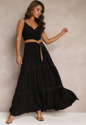 Czarna Sukienka z Paskiem Asoonice. Czarne sukienki damskie Renee, z aplikacjami, z koronki, boho, bez ramiączek. W wyprzedaży za 111.99 zł.