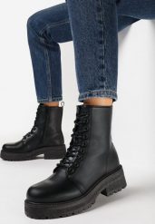 Czarne Botki Workery na Grubej Podeszwie Verzen. Czarne botki damskie Born2be, z jeansu, eleganckie, z okrągłym noskiem, bez obcasa, na płaskiej podeszwie, bez zapięcia. Za 99.99 zł.