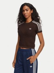 Adidas T-Shirt Knitted Crochet Cali KC6480 Brązowy Slim Fit. Brązowe t-shirty damskie Adidas, s, bez wzorów, z syntetyku, bez kołnierzyka. Za 152.99 zł.