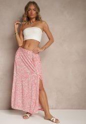 Różowa Rozkloszowana Spódnica z Wiskozy ze Wsuwanymi Kieszeniami Koselle. Czerwone spódnice damskie Renee, na co dzień, l, bez wzorów, z wiskozy, eleganckie, midi. Za 49.99 zł.