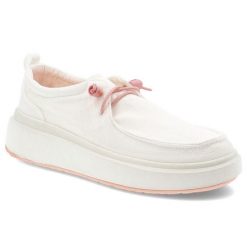 Półbuty damskie Jeep, na platformie z okrągłym noskiem wsuwane materiałowe, białe, JL51500A-098. Białe półbuty damskie Jeep, bez wzorów, z materiału, z okrągłym noskiem, bez obcasa, na platformie, bez zapięcia. Za 289.00 zł.