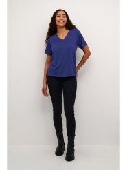Kaffe Koszulka w kolorze granatowym rozmiar: M. Niebieskie koszulki damskie Kaffe, m, bez wzorów, z wiskozy, bez kołnierzyka, bez ramiączek. Za 65.54 zł.