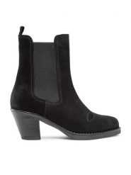 Simple Botki SL-36-02-000064 Czarny. Czarne botki damskie Simple, ze skóry, bez obcasa, na słupku, bez zapięcia. Za 479.99 zł.