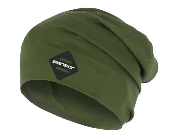 SENSOR Czapka MERINO ACTIVE safari-L. Zielone czapki damskie Sensor, bez wzorów, z materiału. Za 129.95 zł.