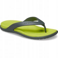 Japonki Dla Dorosłych Crocs Coast Flip. Szare klapki damskie Crocs, bez wzorów, z materiału, bez obcasa, bez zapięcia. Za 139.99 zł.