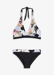 Bikini z dekoltem halter (2 części). Białe bikini bonprix, bez wzorów. Za 97.99 zł.