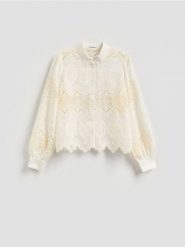 Koszula z lyocellem - złamana biel. Koszule damskie Reserved, l, bez wzorów, z lyocellu, bez kołnierzyka, bez ramiączek. Za 169.99 zł.