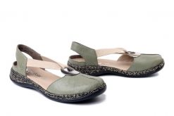 RIEKER 46361-52 green, sandały damskie. Zielone sandały damskie Rieker, bez wzorów, z gumy, bez obcasa, bez zapięcia. Za 270.52 zł.