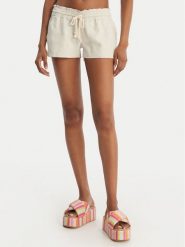 Roxy Szorty materiałowe Oceanside ARJNS03007 Beżowy Regular Fit. Brązowe szorty damskie Roxy, bez wzorów, ze lnu. Za 169.99 zł.