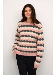 CULTURE Sweter "Anthonia" w kolorze jasnoróżowo-kremowo-antracytowym rozmiar: L/XL. Brązowe swetry klasyczne damskie Culture, l, z wełny, bez kołnierzyka. Za 131.74 zł.