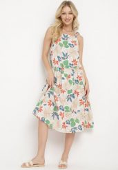 Jasnobeżowa Sukienka Mennotia. Brązowe sukienki damskie Born2be, bez wzorów, eleganckie, bez ramiączek. Za 109.99 zł.