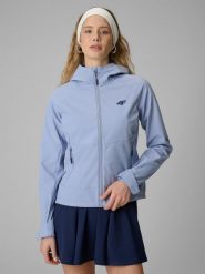 Kurtka softshell wiatroodporna membrana 5000 damska 4F 4FWSS26TSOFF546. Niebieskie kurtki damskie 4F, na wiosnę, xl, bez wzorów, z materiału, z kapturem. Za 299.99 zł.