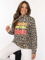 Zwillingsherz Bluza "AOP Leo Strong" w kolorze beżowym rozmiar: XXL. Brązowe bluzy damskie Zwillingsherz, xxl, bez wzorów, z kapturem. Za 195.45 zł.