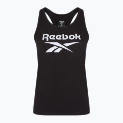Koszulka damska Reebok Identity Big Logo Tank. Czarne koszulki damskie Reebok, bez wzorów, bez kołnierzyka, bez ramiączek. Za 89.99 zł.