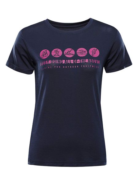 Alpine Pro Koszulka "Lyora" w kolorze granatowym rozmiar: XL. Niebieskie bluzki damskie Alpine Pro, xl, bez wzorów, bez kołnierzyka, bez ramiączek. Za 95.95 zł.