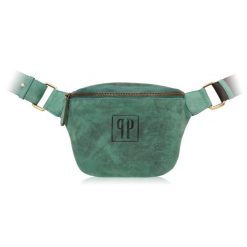 Saszetka skórzana nerka vintage PAOLO PERUZZI T-97 zielona. Zielone nerki i saszetki damskie PAOLO PERUZZI, bez wzorów, z jeansu. Za 119.99 zł.