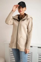 Bluza ocieplana z dłuższym tyłem i kieszeniami jasno beżowa. Brązowe bluzy damskie KESI, l, bez wzorów, z bawełny, bez kaptura. Za 217.48 zł.