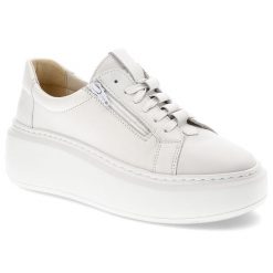 Białe Sneakersy Wasak Stylowe Obuwie Damskie. Białe obuwie sportowe damskie Wasak, na wiosnę, ze skóry, bez zapięcia, trekkingowe. Za 339.00 zł.