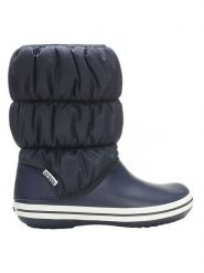 Crocs Botki zimowe w kolorze granatowym rozmiar: 34/35. Niebieskie botki damskie Crocs, na zimę, z materiału, bez obcasa, bez zapięcia. Za 114.44 zł.