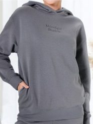 Bluza hoodie - szary. Szare bluzy damskie Sinsay, l, bez wzorów, bez kaptura. Za 25.99 zł.