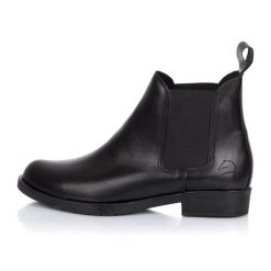 Buty jeździeckie sztyblety skórzane Rusttler damskie niskie Karo czarne. Czarne botki damskie z materiału, klasyczne, bez obcasa, bez zapięcia. Za 529.52 zł.
