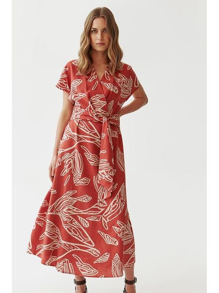 TATUUM Sukienka w kolorze biało-czerwonym rozmiar: 44. Białe sukienki damskie TATUUM, bez wzorów, z tkaniny, bez ramiączek. Za 179.22 zł.