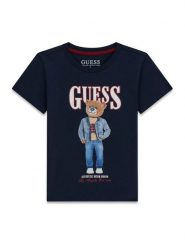 Guess T-Shirt N6RI05 K8HM4 Granatowy Regular Fit. Niebieskie t-shirty i koszulki chłopięce Guess, z aplikacjami, z bawełny, bez kołnierzyka, bez ramiączek. Za 99.99 zł.
