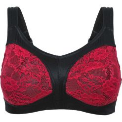 Biustonosz odciążający, bez fiszbinów bonprix czarno-czerwony. Czarne biustonosze bonprix. Za 37.99 zł.