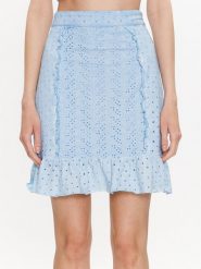 Guess Spódnica mini Aini W3GD0A KALQ0 Niebieski Slim Fit. Niebieskie spódnice damskie Guess, m, z aplikacjami, z bawełny, mini. Za 379.99 zł.