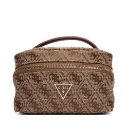 Kosmetyczka Guess. Brązowe kosmetyczki damskie Guess, z aplikacjami, z materiału. Za 214.99 zł.