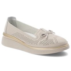 Półbuty damskie S.Barski, ze skóry naturalnej licowej ażurowa cholewka ozdobna kokardka lekka podeszwa casual, beżowe, LR61-7043. Brązowe półbuty damskie S.BARSKI, w ażurowe wzory, ze skóry, casualowe, bez ramiączek. Za 189.00 zł.