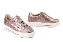 CAPRICE 9-23719-44 341 taupe metallic, półbuty damskie. Brązowe półbuty damskie Caprice, na lato, bez wzorów, ze skóry, bez obcasa, bez zapięcia. Za 399.90 zł.