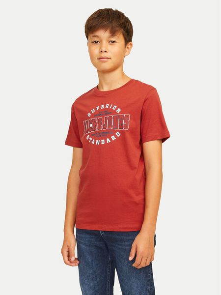 Jack & Jones Junior T-Shirt Logo 12258877 Czerwony Regular Fit. Czerwone t-shirty i koszulki chłopięce Jack & Jones Junior, bez wzorów, z bawełny, bez kołnierzyka, bez ramiączek. Za 29.99 zł.