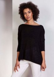 Czarny Oversizowy Sweter z Metaliczną Nitką. Czarne kardigany damskie Lanti, l, bez wzorów, z materiału. Za 224.90 zł.