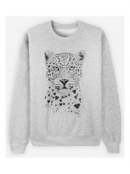 WOOOP Bluza "Lovely Leopard" w kolorze szarym rozmiar: XXL. Szare bluzy damskie Wooop, xxl, bez wzorów, z bawełny, bez kaptura. Za 79.03 zł.