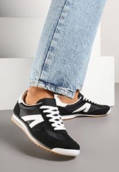 Czarne Sneakersy Ozdobione Geometrycznym Motywem Clevandra. Czarne obuwie sportowe damskie Renee, z jeansu, bez zapięcia. Za 69.99 zł.