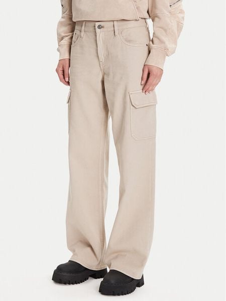 G-Star Raw Spodnie materiałowe Judee D24673-E078 Beżowy Relaxed Fit. Brązowe spodnie materiałowe damskie G-Star, bez wzorów, z bawełny. Za 243.99 zł.
