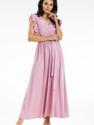 Sukienka Model A638 Dirty Pink - awama. Różowe sukienki damskie Awama, bez wzorów, z bawełny, bez ramiączek. Za 381.11 zł.