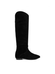 Badura Kozaki EO-CELIA-60504-25 Czarny. Czarne kozaki damskie Badura, ze skóry, bez obcasa, na płaskiej podeszwie, bez zapięcia. Za 579.99 zł.