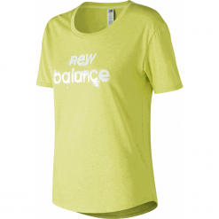 New Balance WT73124SYW. Żółte koszulki sportowe damskie New Balance, z materiału. W wyprzedaży za 59.99 zł.
