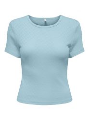 ONLY Koszulka w kolorze błękitnym rozmiar: S. Niebieskie bluzki damskie Only, s, bez wzorów, z bawełny, bez kołnierzyka, bez ramiączek. Za 60.99 zł.