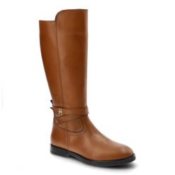 Brązowe Kozaki Damskie Tommy Hilfiger Eleganckie Skórzane Buty. Brązowe kozaki damskie Tommy Hilfiger, ze skóry, bez obcasa, na obcasie, bez zapięcia. Za 689.00 zł.