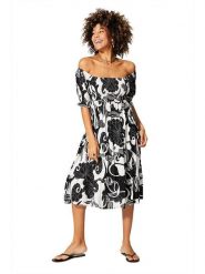 Aller Simplement Sukienka w kolorze czarno-białym rozmiar: 38/40. Białe sukienki damskie Aller Simplement, bez wzorów, z wiskozy, klasyczne, bez ramiączek. Za 86.99 zł.