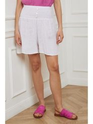 Fleur de Lin Lniane szorty "Iverlest" w kolorze białym rozmiar: M. Białe szorty damskie Fleur de Lin, bez wzorów, ze lnu, z podwyższonym stanem. Za 132.05 zł.