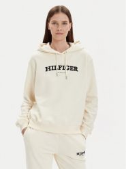 Tommy Hilfiger Bluza Monotype Flock WW0WW41236 Écru Relaxed Fit. Bluzy damskie Tommy Hilfiger, xl, bez wzorów, z bawełny, bez kaptura. Za 519.99 zł.
